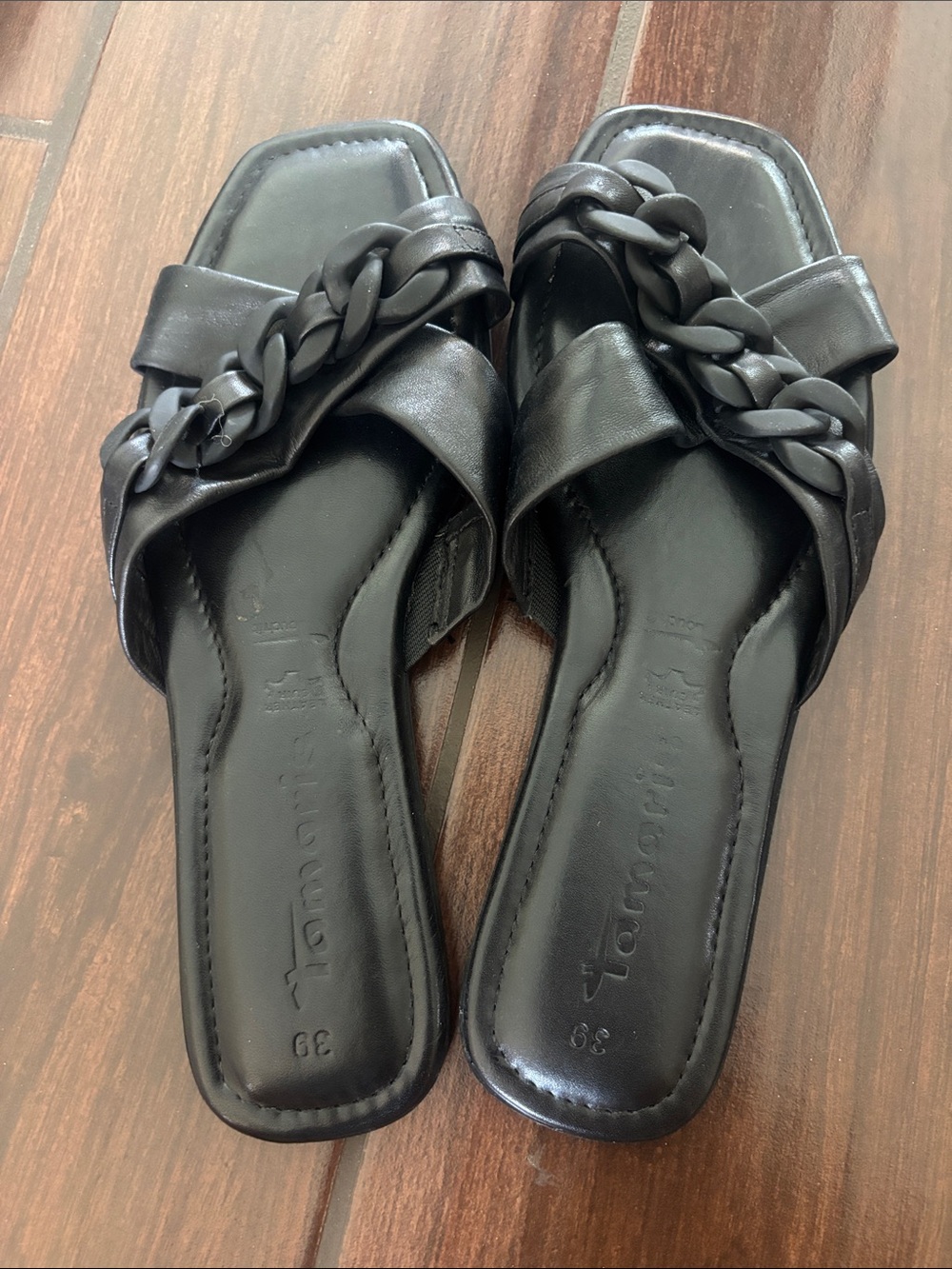 Black Braided Chain Slide Sandals - Tommoria